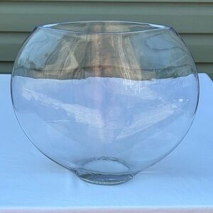 Pier 1 Imports Clear Glass Hand Blown Large Flat Circle Vase
